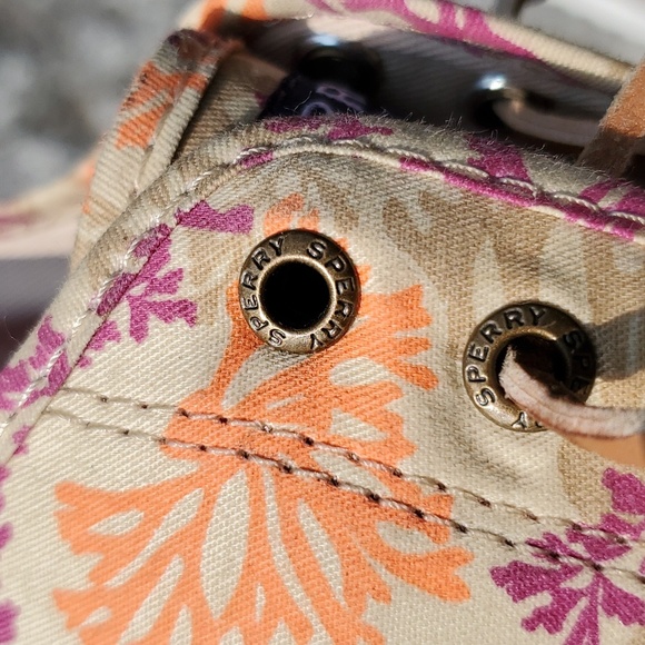 Sperry Classic CVO Sneakers Twig Pattern Tan Purple Orange Sz 9 M - Picture 11 of 13